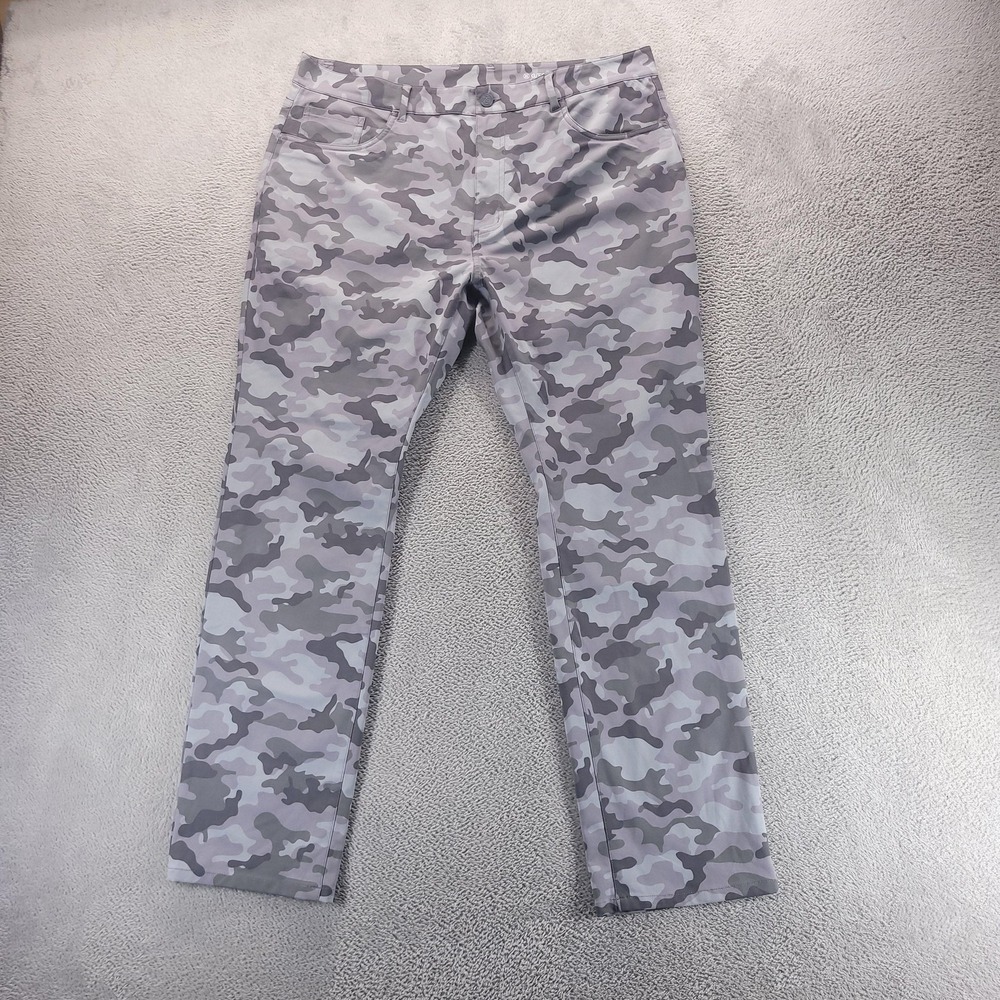 G FORE Pants Mens 38x32 Gray Camo Performance Golf Straight Stretch Pockets